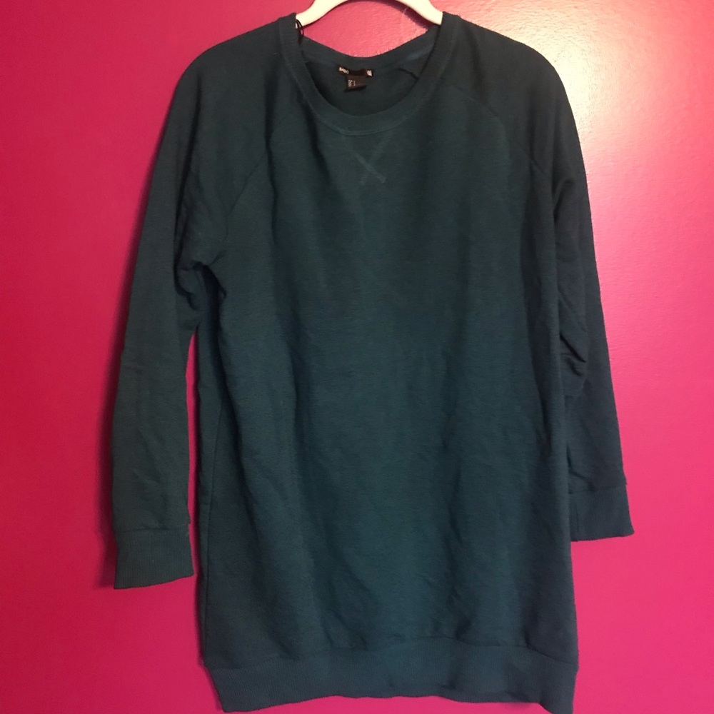 Long teal pullover sweater